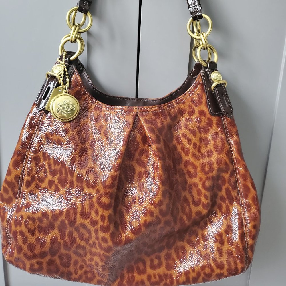 Coach Patent Leopard Print Purse